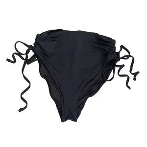 Black Brazilian High Waist Swimming Suit Bottoms Rutched SZ XS